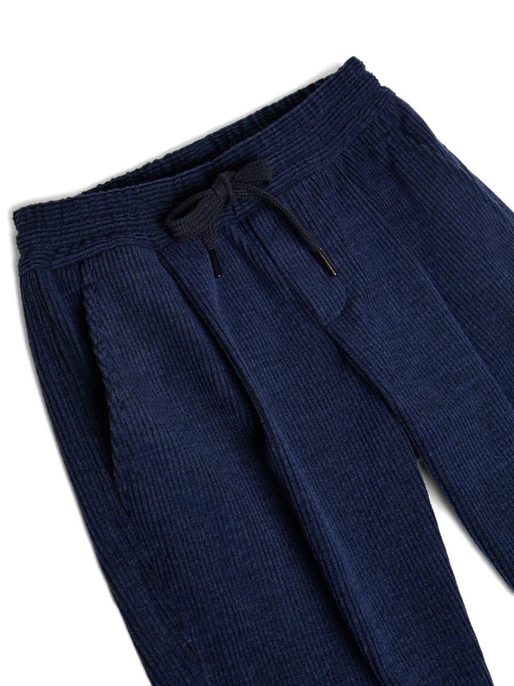 Brunello Cucinelli Kids Ribfluwelen broek met trekkoord Blauw