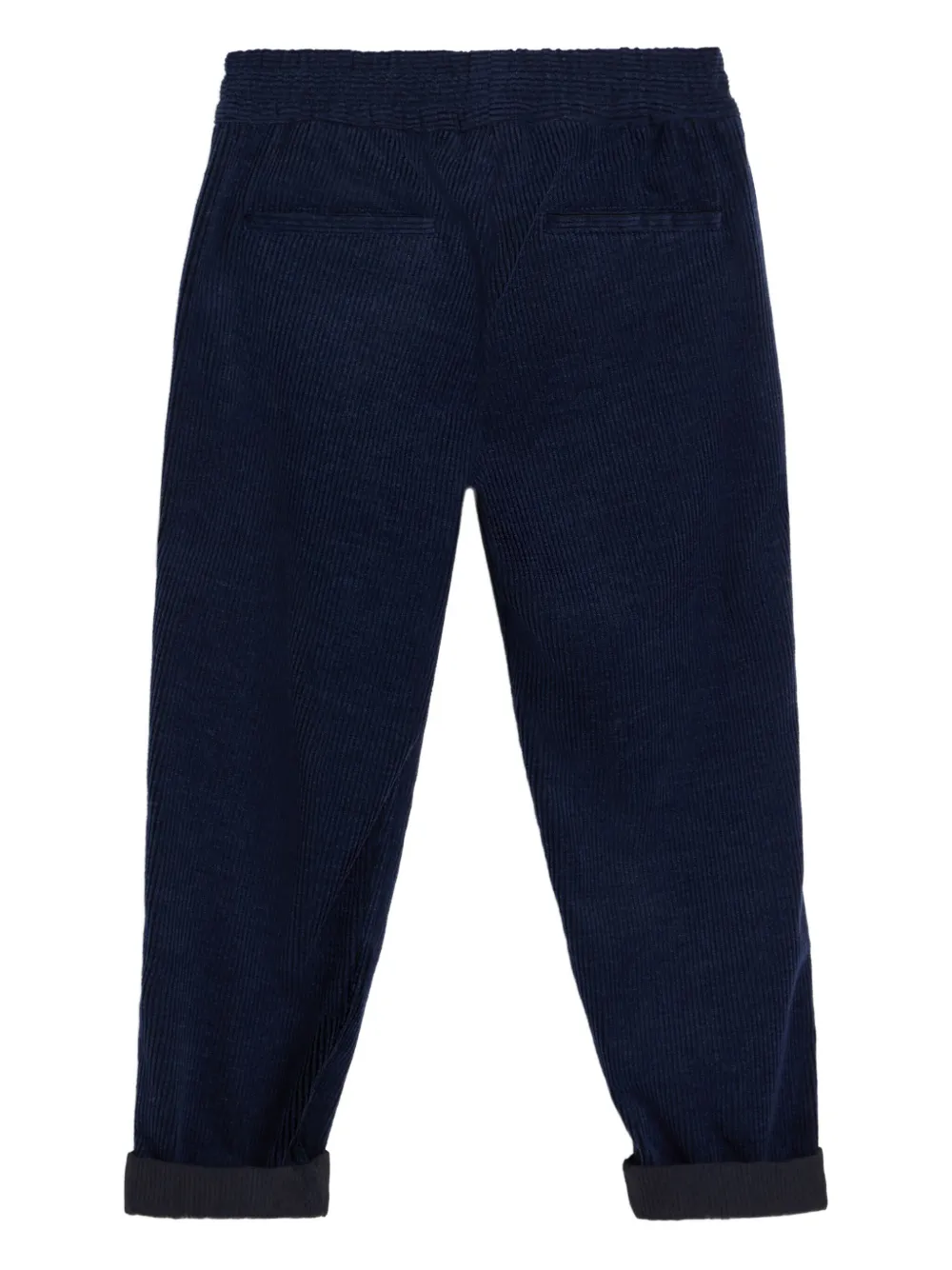Brunello Cucinelli Kids Ribfluwelen broek met trekkoord Blauw
