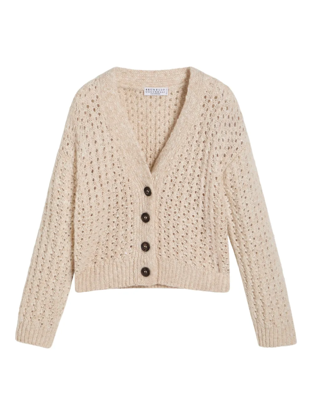 Brunello Cucinelli Kids Dazzling opengebreid vest Beige