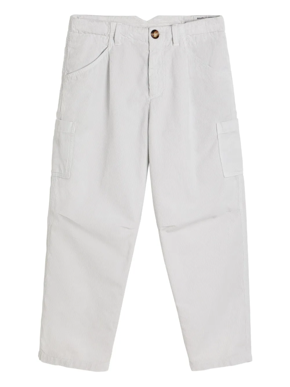Brunello Cucinelli Kids Ribfluwelen cargo broek Grijs