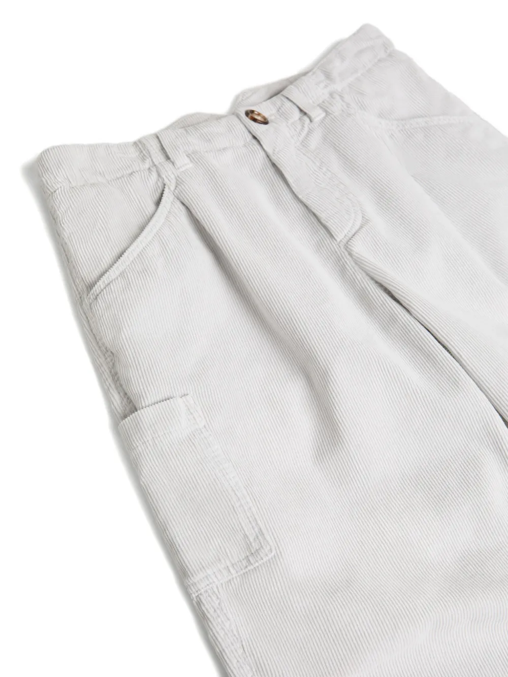 Brunello Cucinelli Kids Ribfluwelen cargo broek Grijs