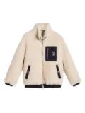 Brunello Cucinelli Kids panelled lamb-fur bomber jacket - Neutrals