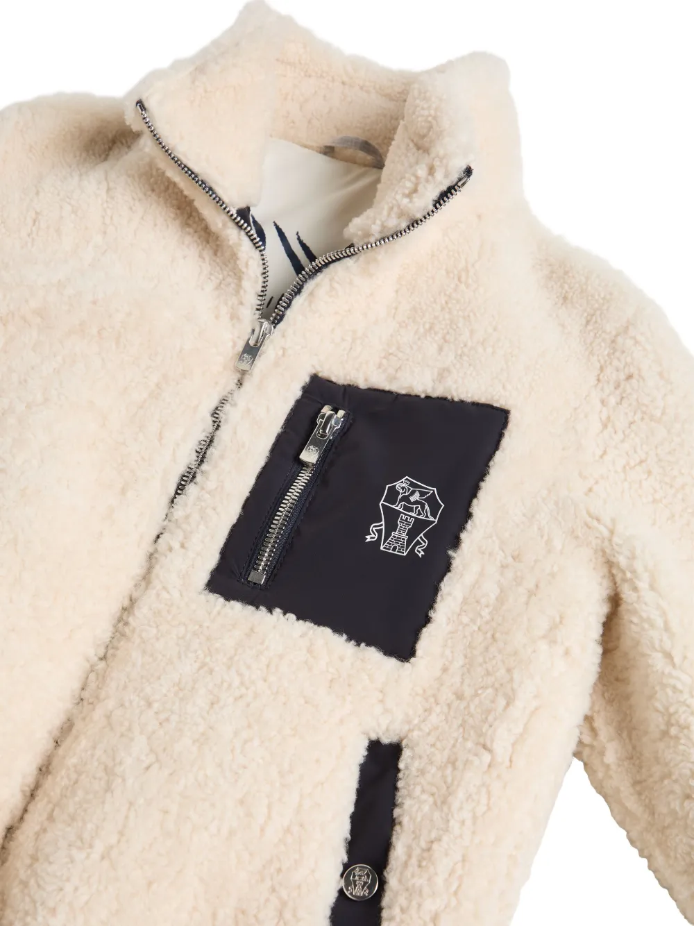 Brunello Cucinelli Kids Bomberjack van lamswol met vlakken Beige