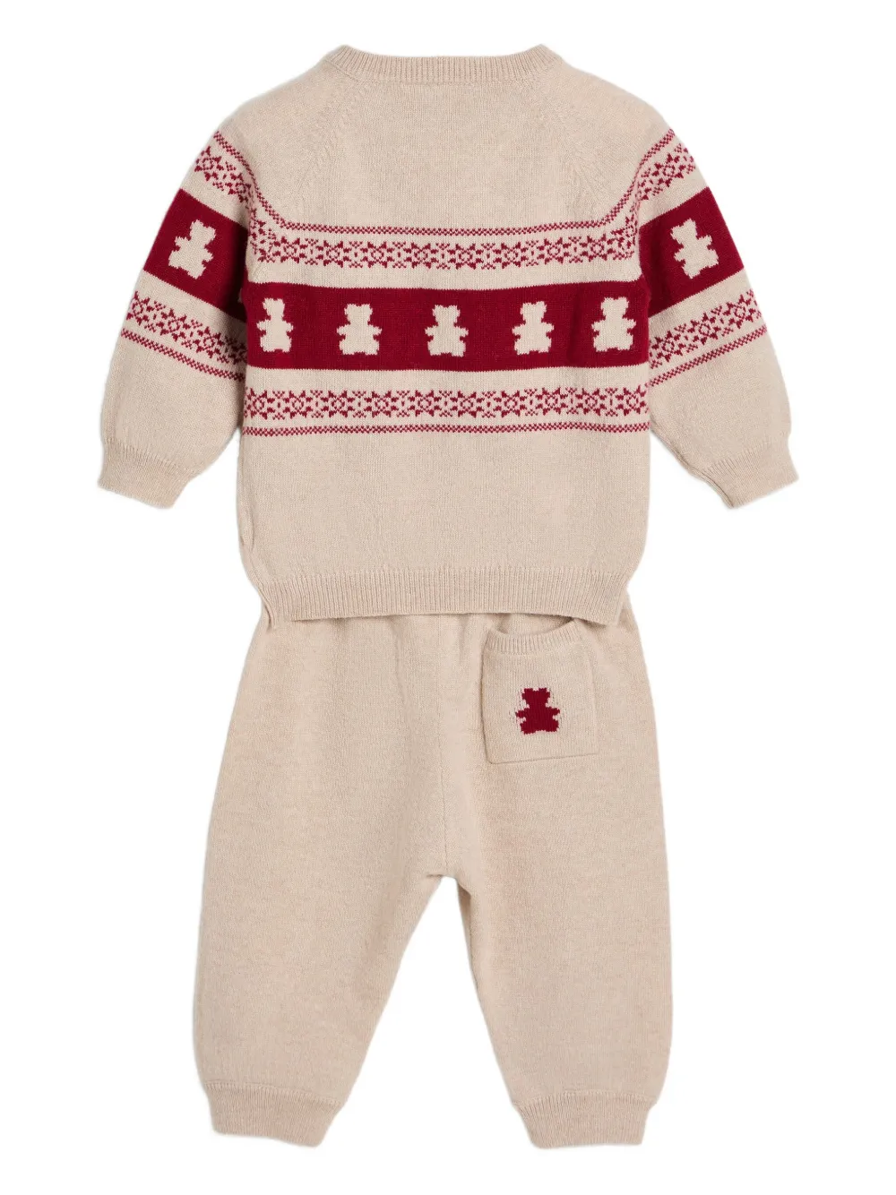 Brunello Cucinelli Kids Gebreid broekset met teddy-jacquard Beige