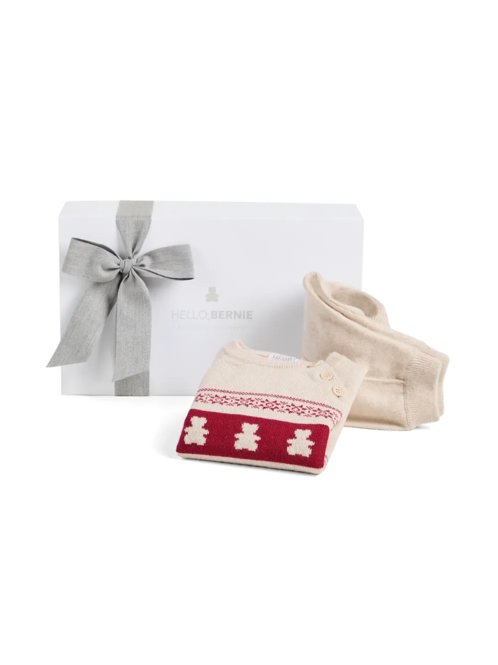 Brunello Cucinelli Kids Gebreid broekset met teddy-jacquard Beige