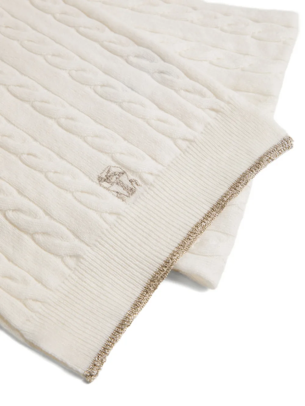 Brunello Cucinelli Kids Kabelgebreid vest met geborduurd logo - Wit