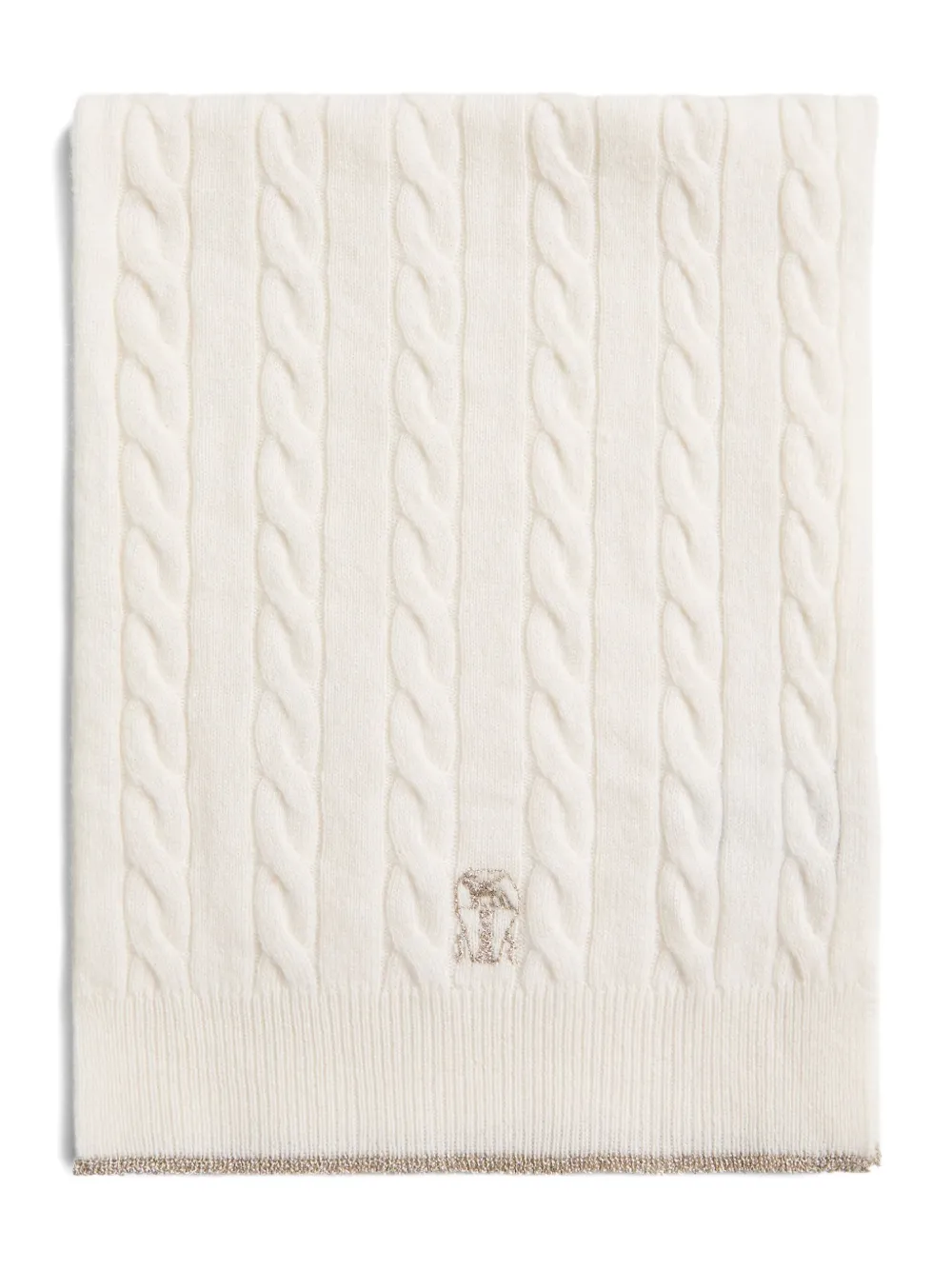 Brunello Cucinelli Kids Kabelgebreid vest met geborduurd logo Wit