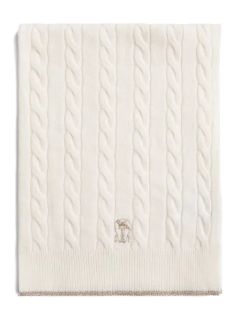 Brunello Cucinelli Kids cable-knit logo-embroidered scarf