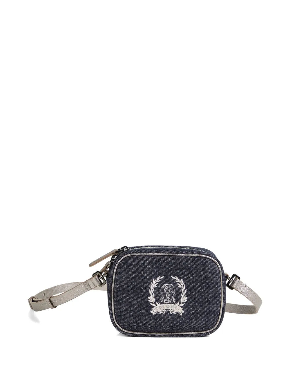 Brunello Cucinelli Kids Crossbodytas met geborduurd detail Blauw