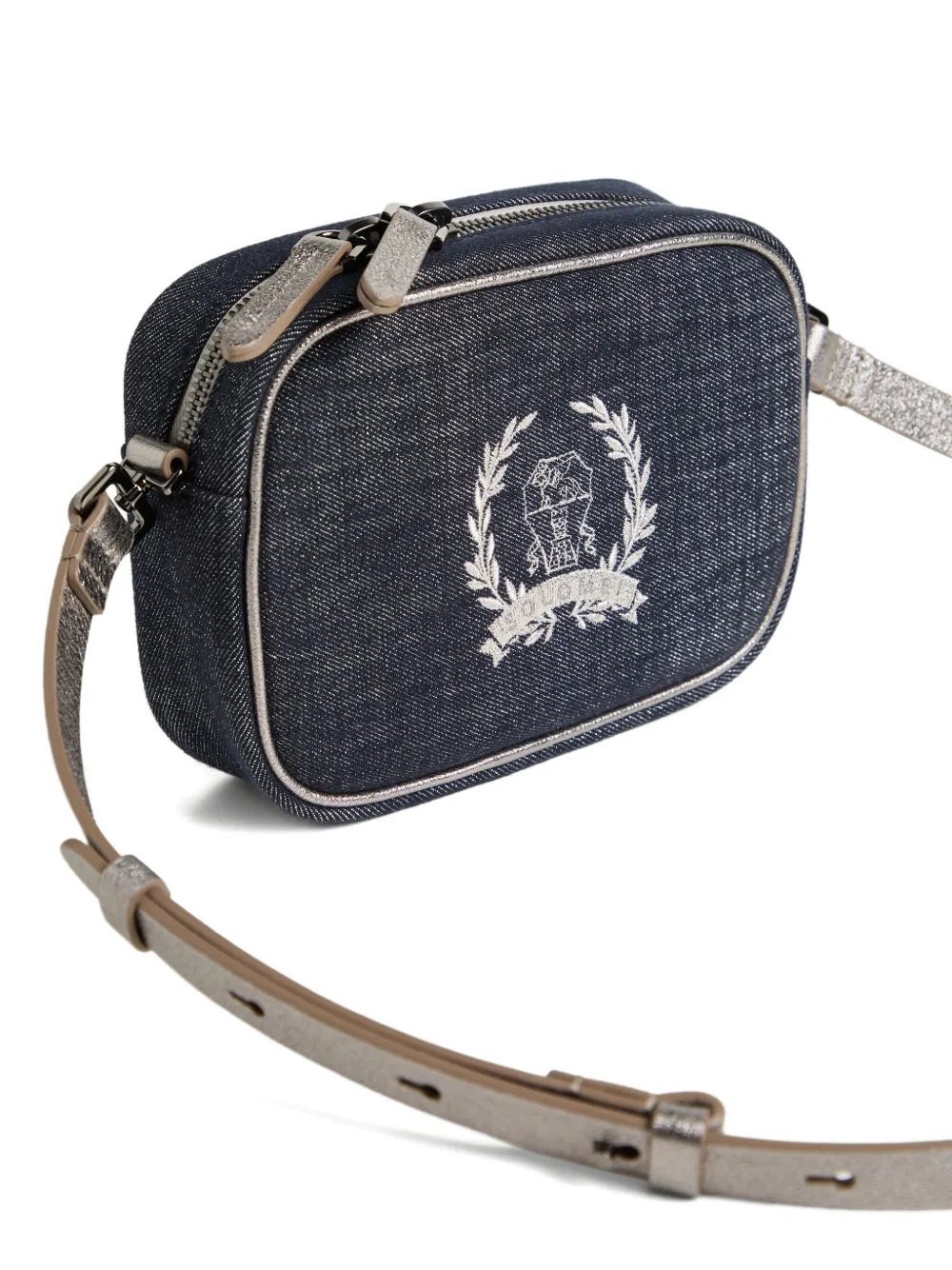 Brunello Cucinelli Kids Crossbodytas met geborduurd detail Blauw