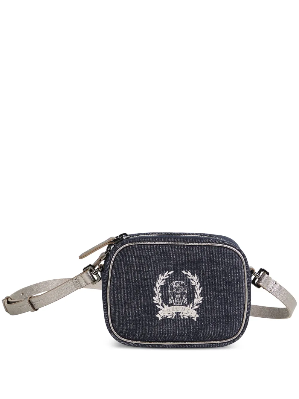Brunello Cucinelli Kids Crossbodytas met geborduurd detail Blauw