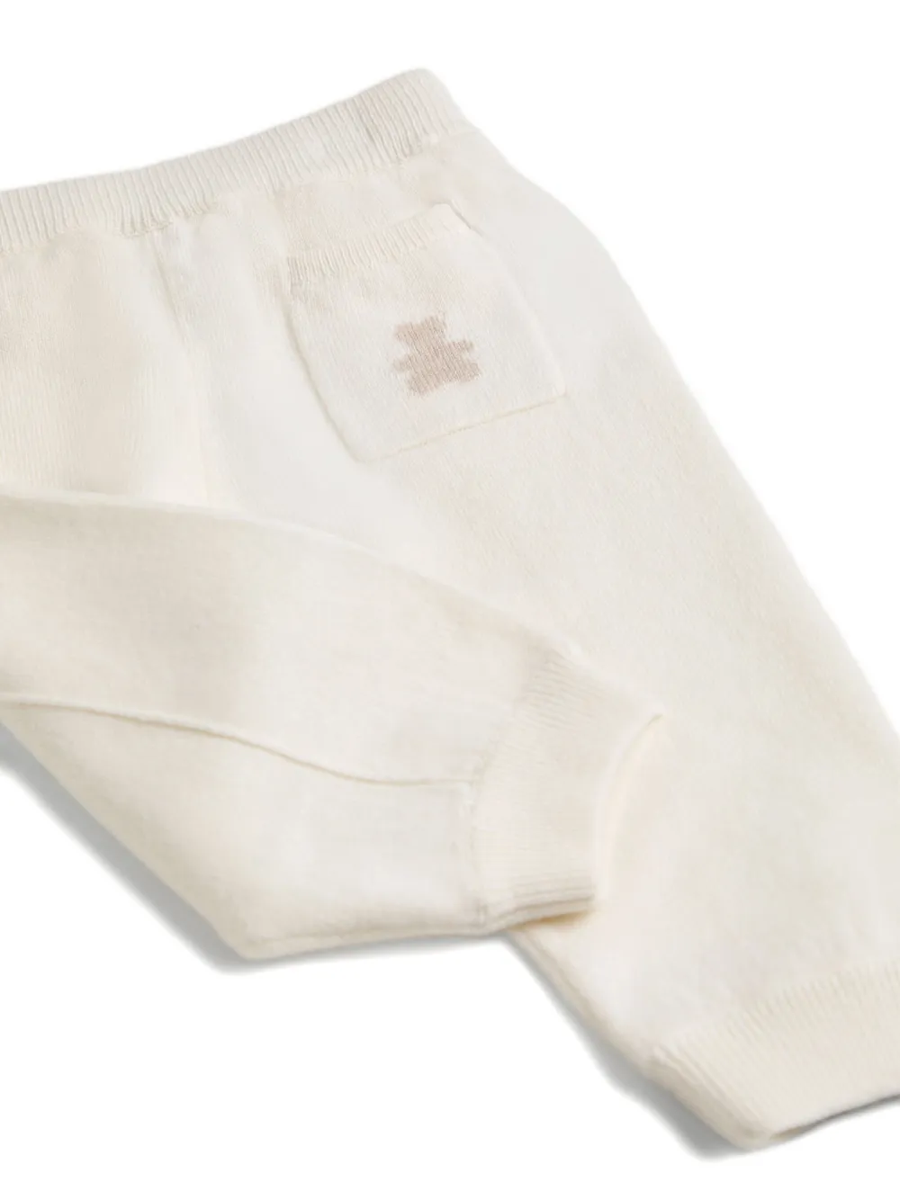 Brunello Cucinelli Kids Kasjmier broek met geborduurde beer Wit