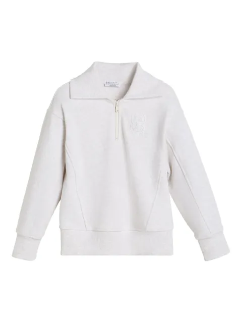 Brunello Cucinelli Kids half-zip embroidered sweatshirt