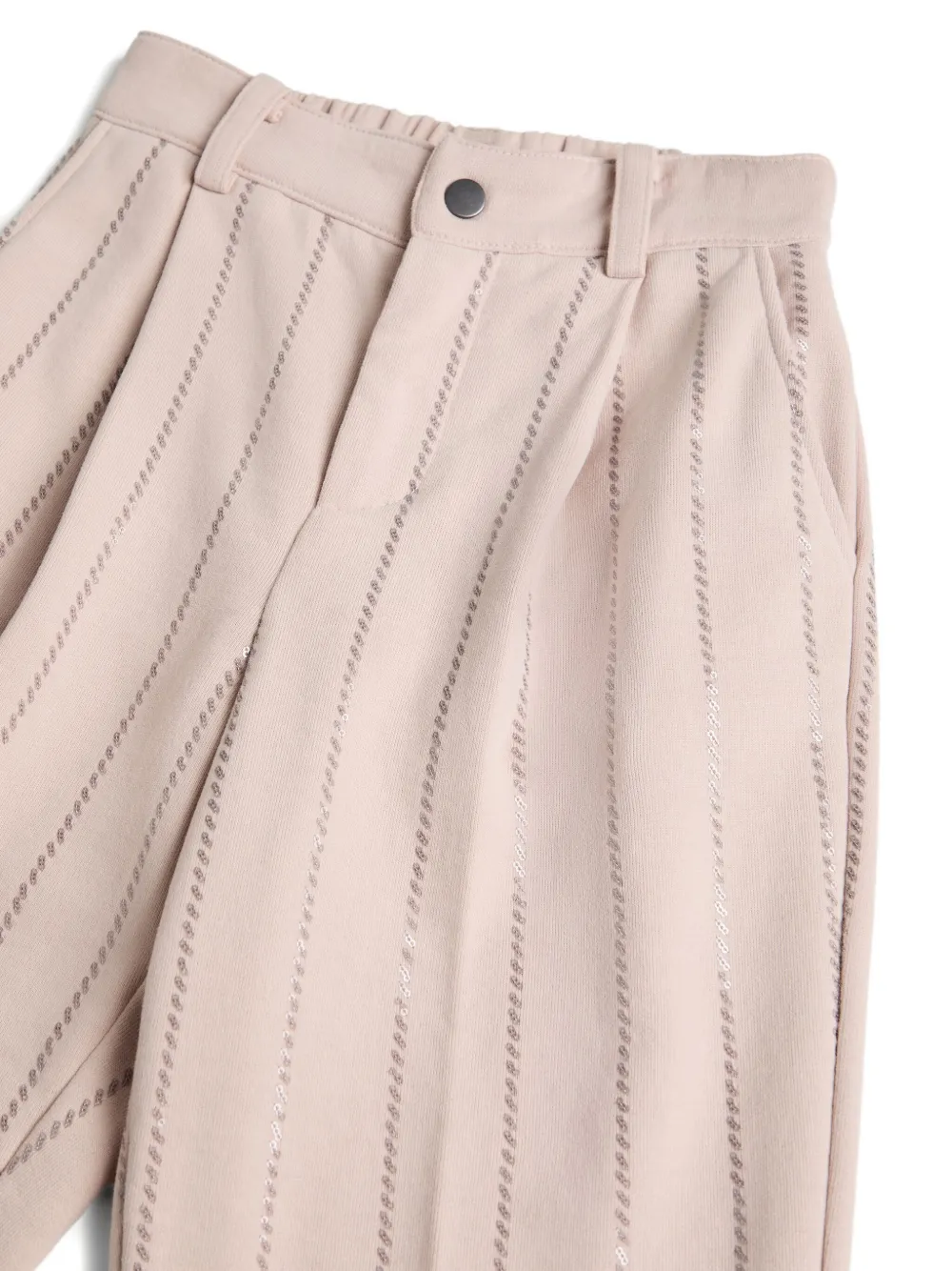 Brunello Cucinelli Kids Broek met pailletten en krijtstreep Roze