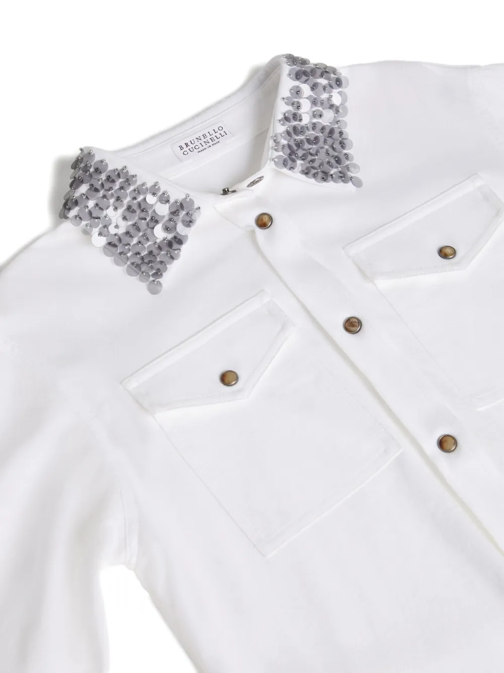 Brunello Cucinelli Kids Shirt met pailletten en ceintuur Wit
