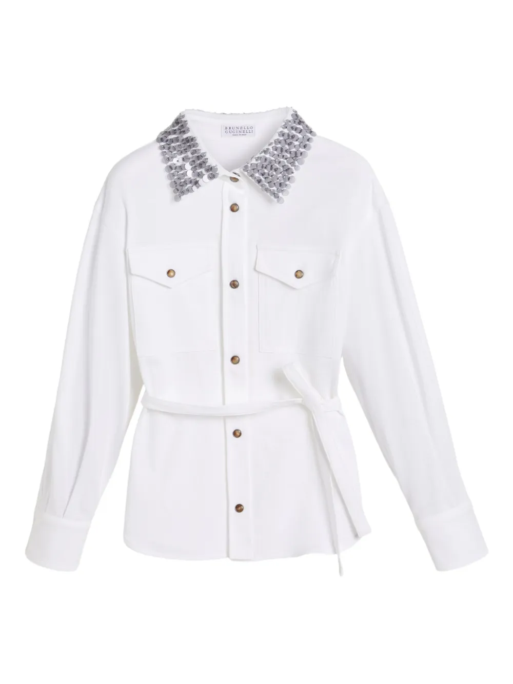 Brunello Cucinelli Kids chemise à sequins | blanc | Image 1