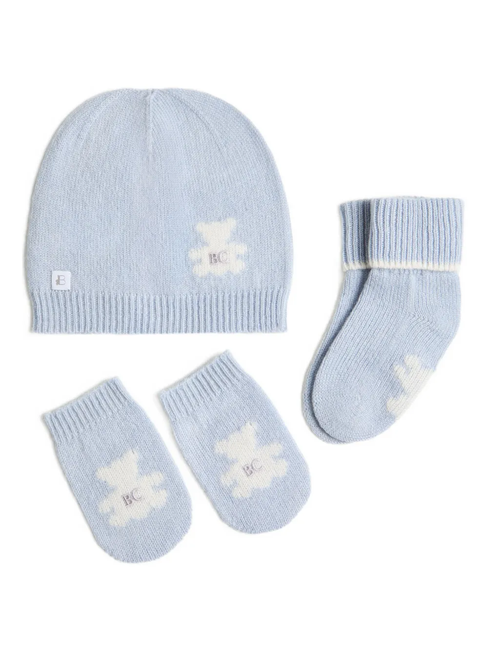 Brunello Cucinelli Cashmere Beanie Hat Set In Blue