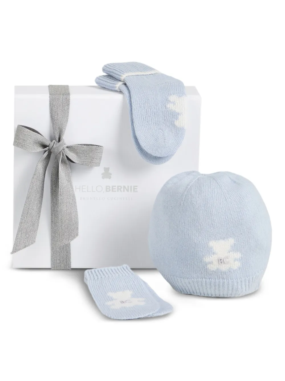 Brunello Cucinelli Kids Kasjmier muts wanten en sokken Blauw