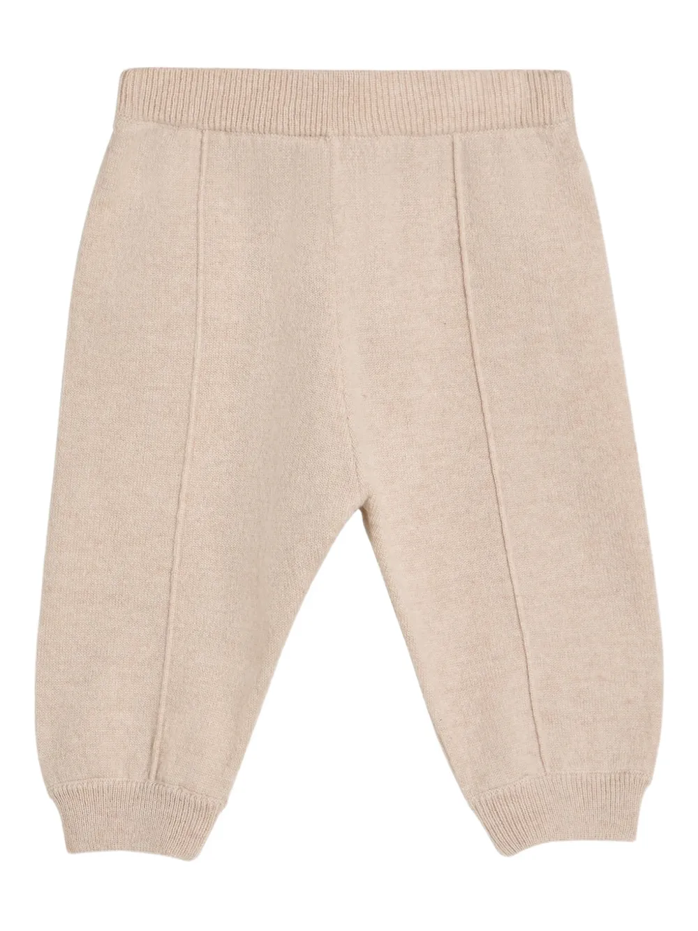 Brunello Cucinelli Kids Gebreide broek met geborduurde beer Beige