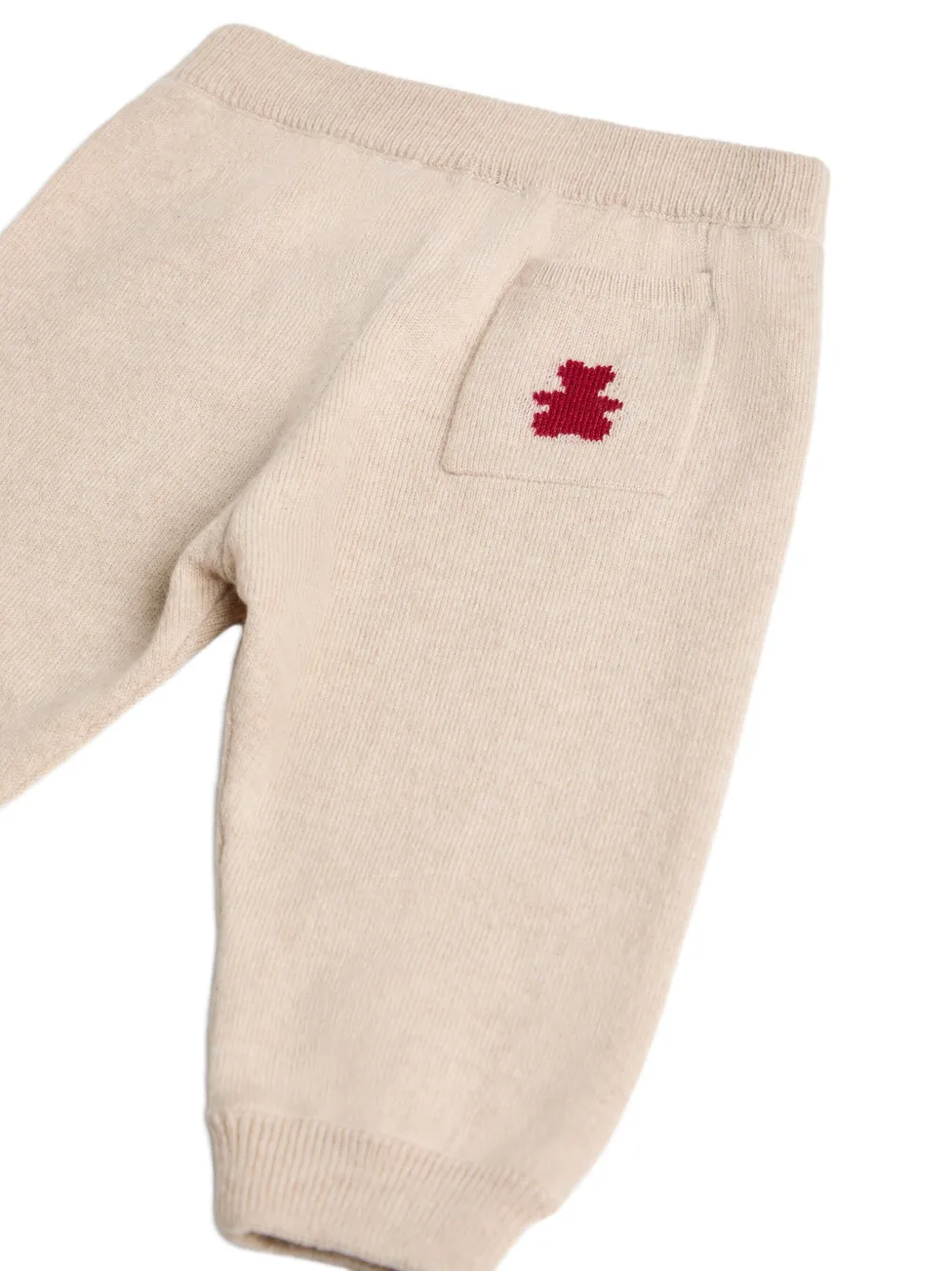 Brunello Cucinelli Kids Gebreide broek met geborduurde beer Beige