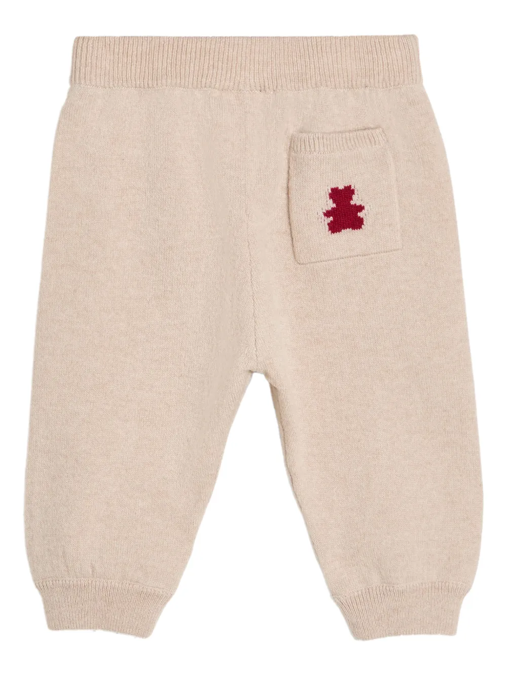 Brunello Cucinelli Kids Gebreide broek met geborduurde beer Beige