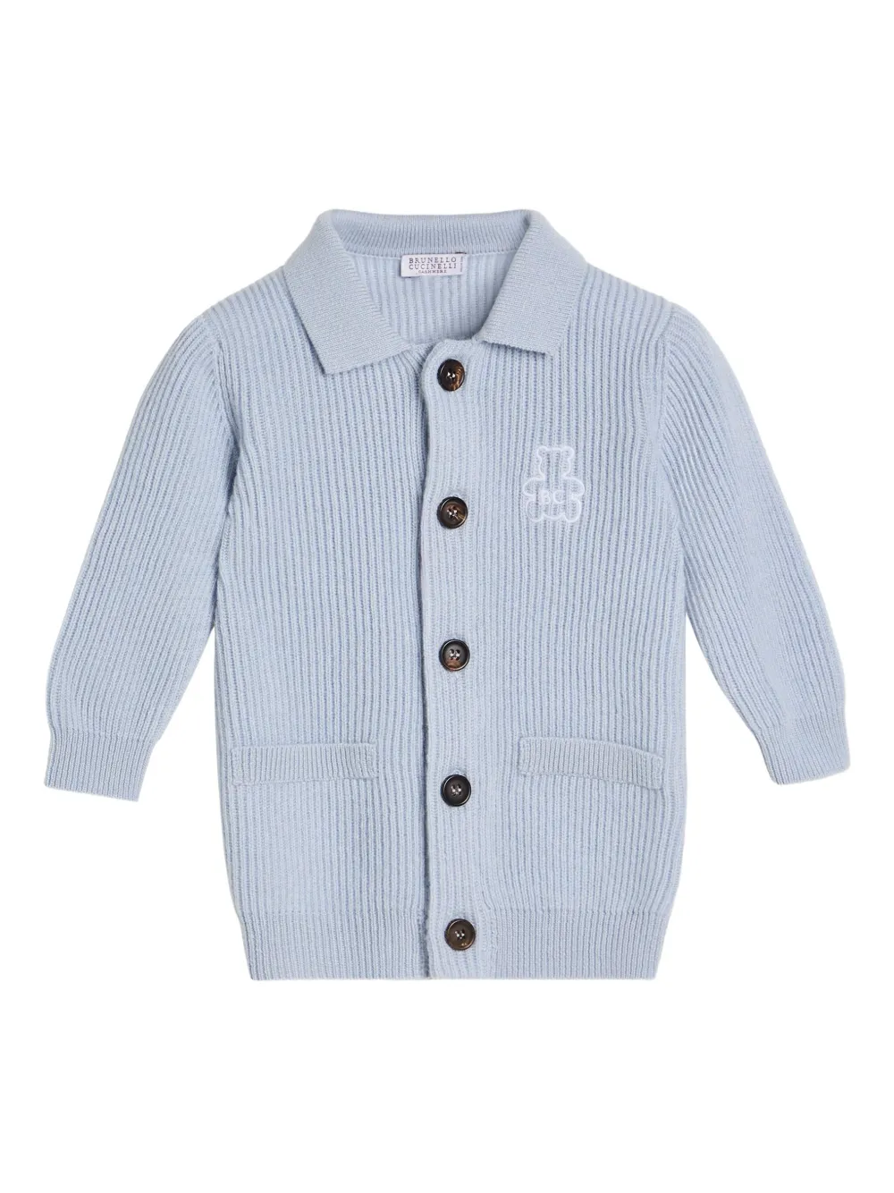 Brunello Cucinelli Kids Geribbeld vest met polokraag Blauw