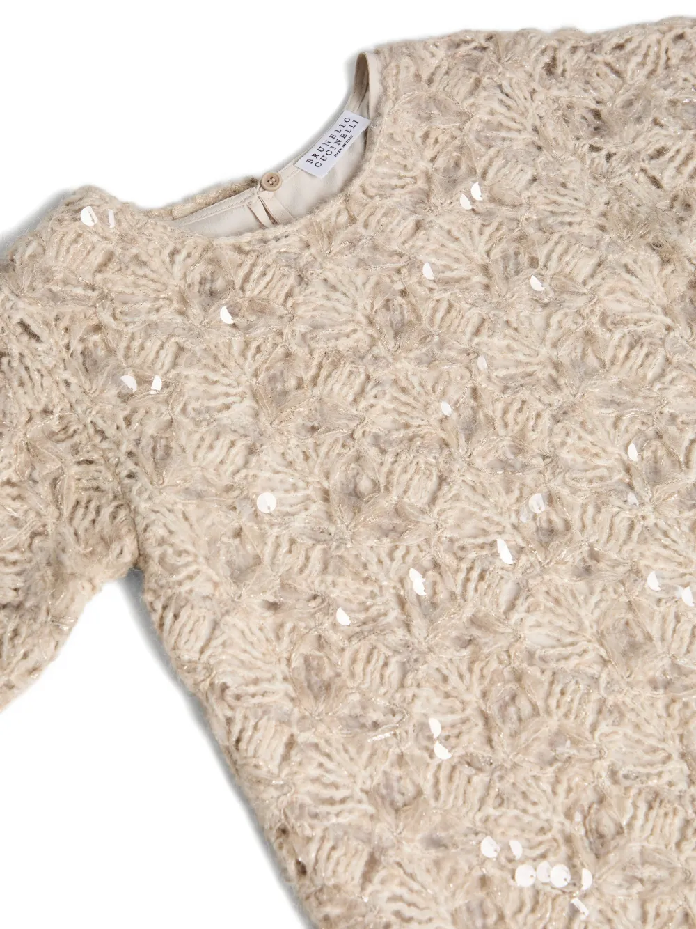 Brunello Cucinelli Kids Jurk verfraaid met pailletten Beige