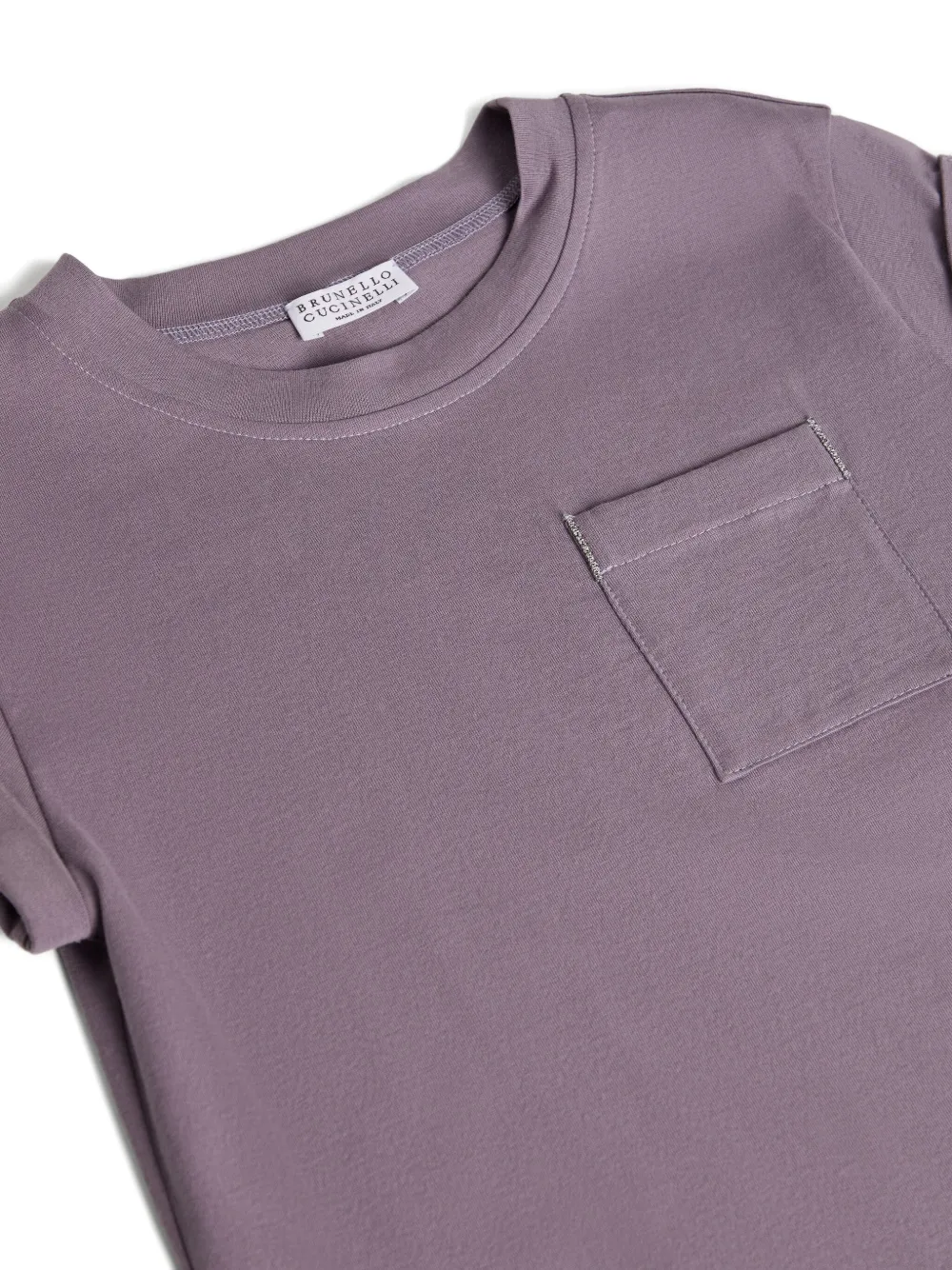 Brunello Cucinelli Kids T-shirt met opgerolde mouwen en zak Paars