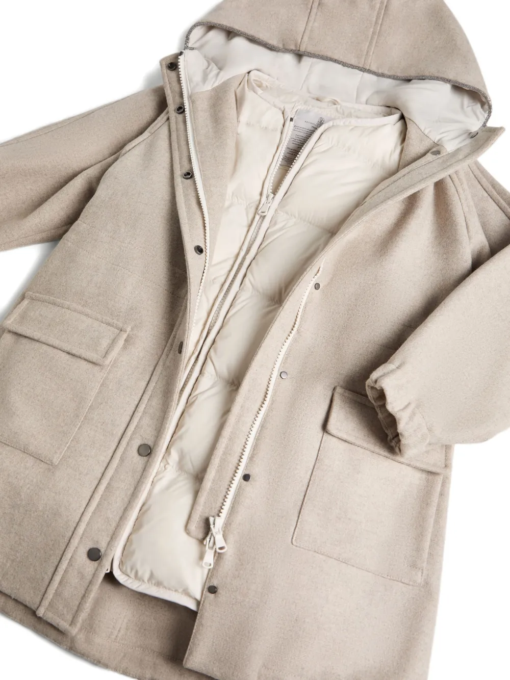 Brunello Cucinelli Kids Gewatteerde jas Beige
