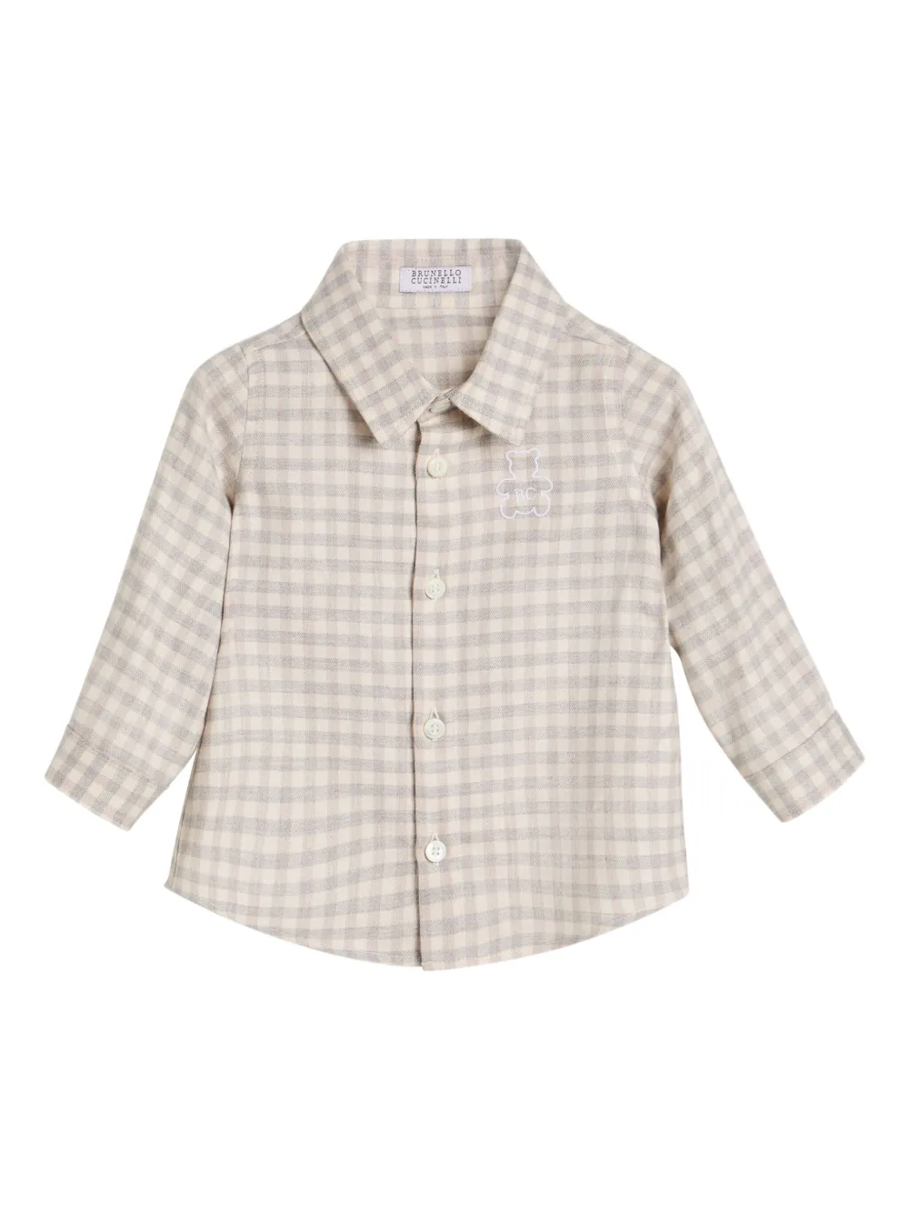 Brunello Cucinelli Kids Bernie Baby shirt met gingham-ruit Beige