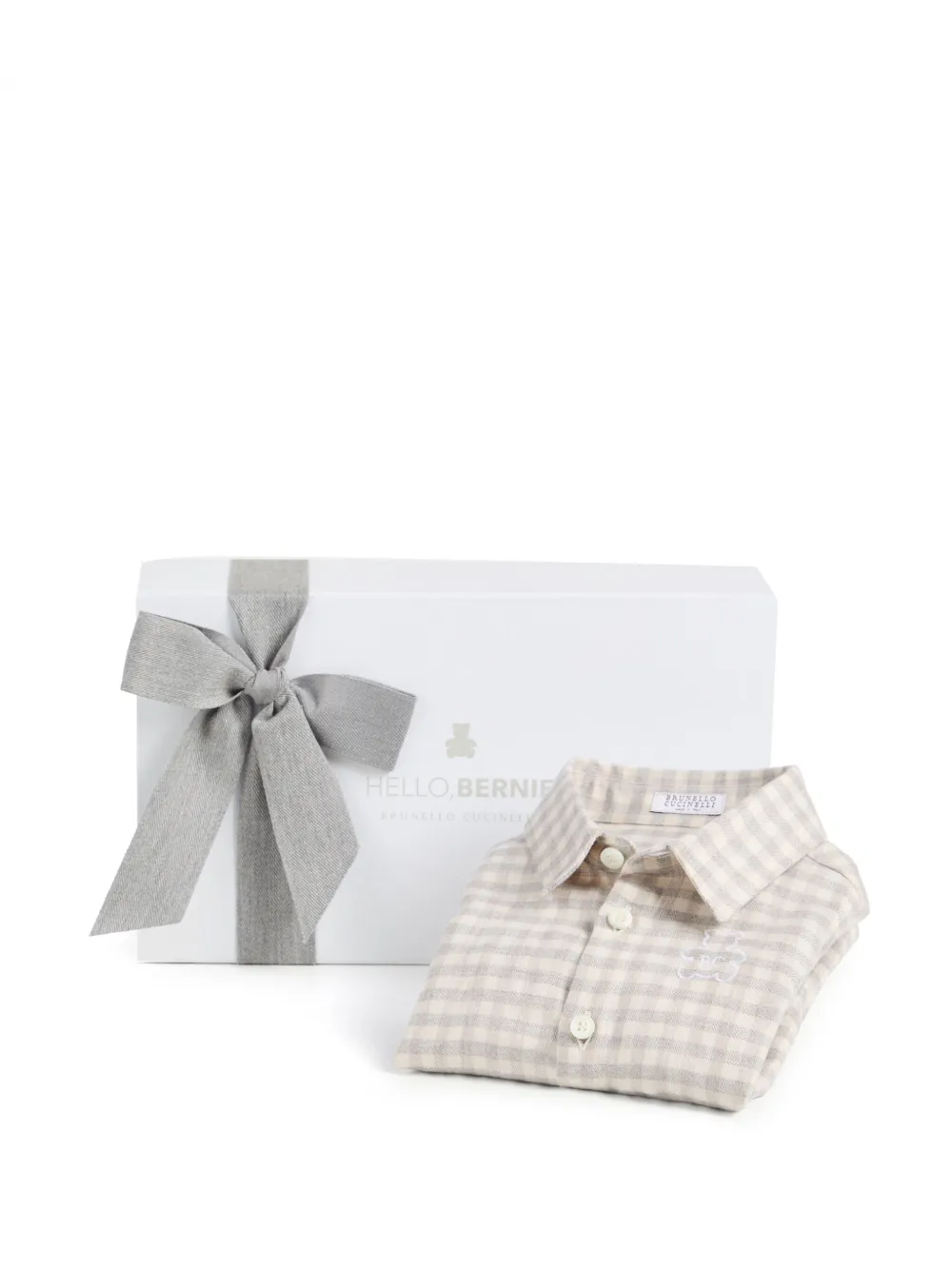 Brunello Cucinelli Kids Bernie Baby shirt met gingham-ruit Beige