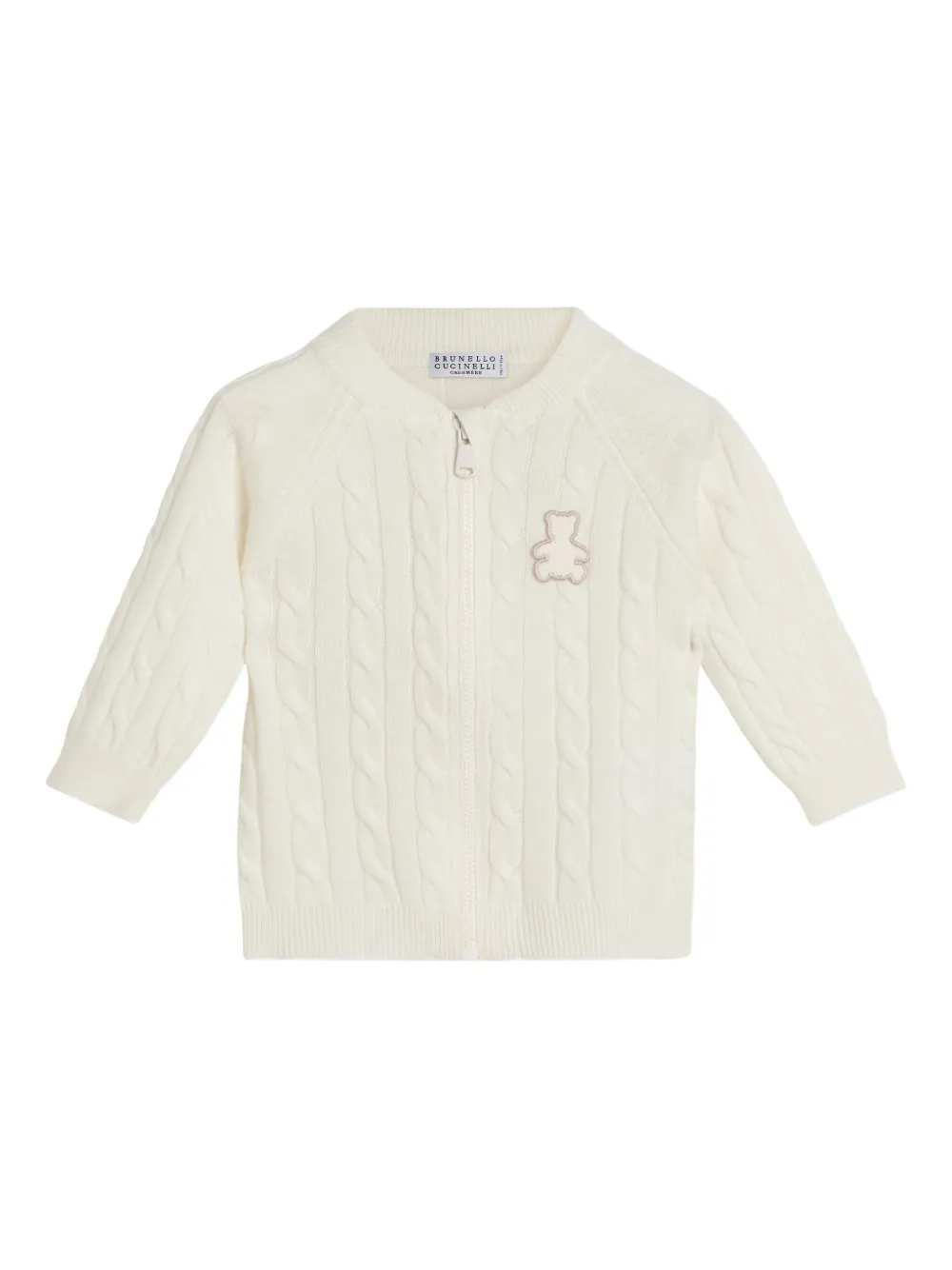 Brunello Cucinelli Kids Bernie Baby kabelgebreid vest Wit