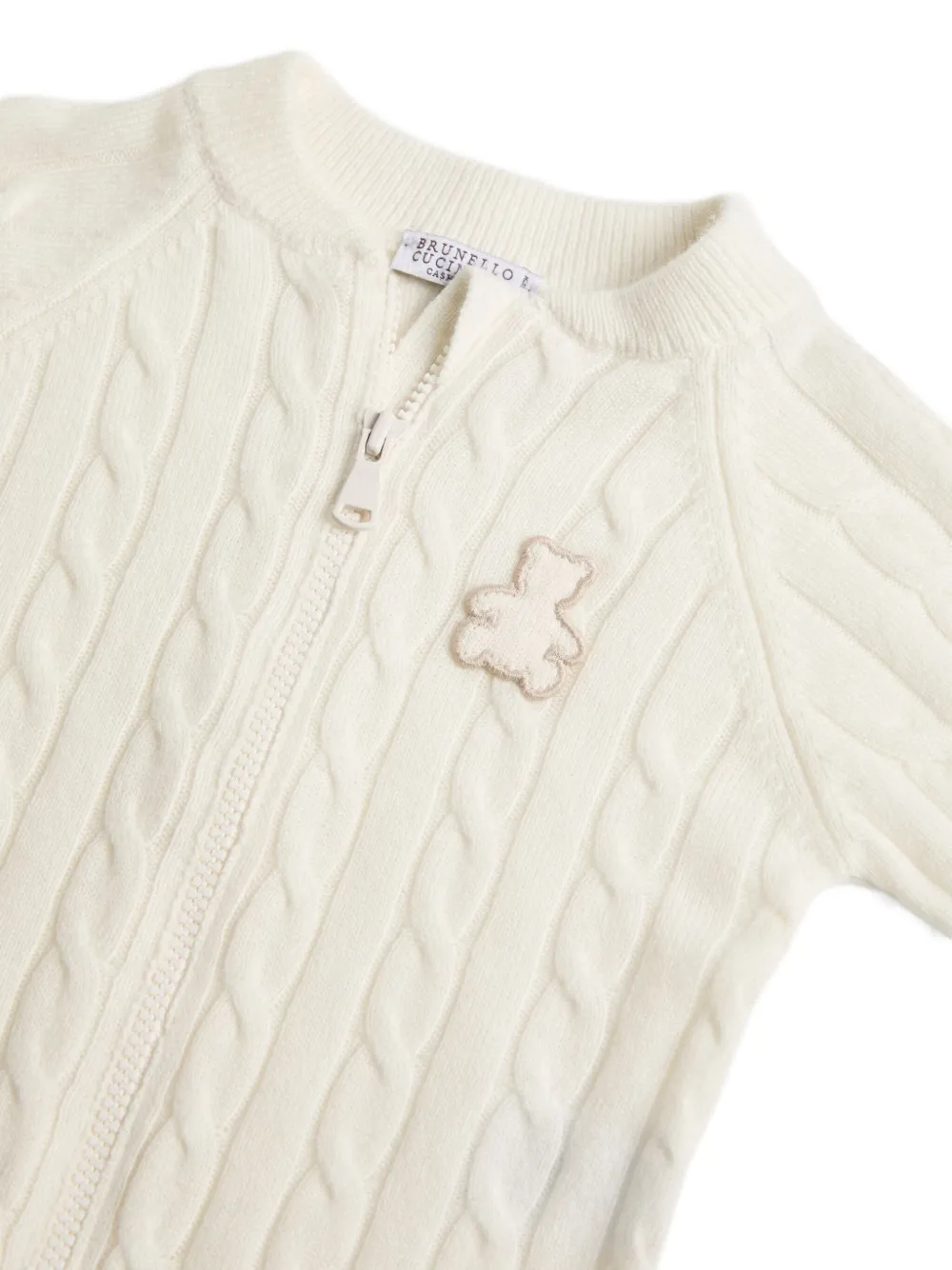 Brunello Cucinelli Kids Bernie Baby kabelgebreid vest Wit