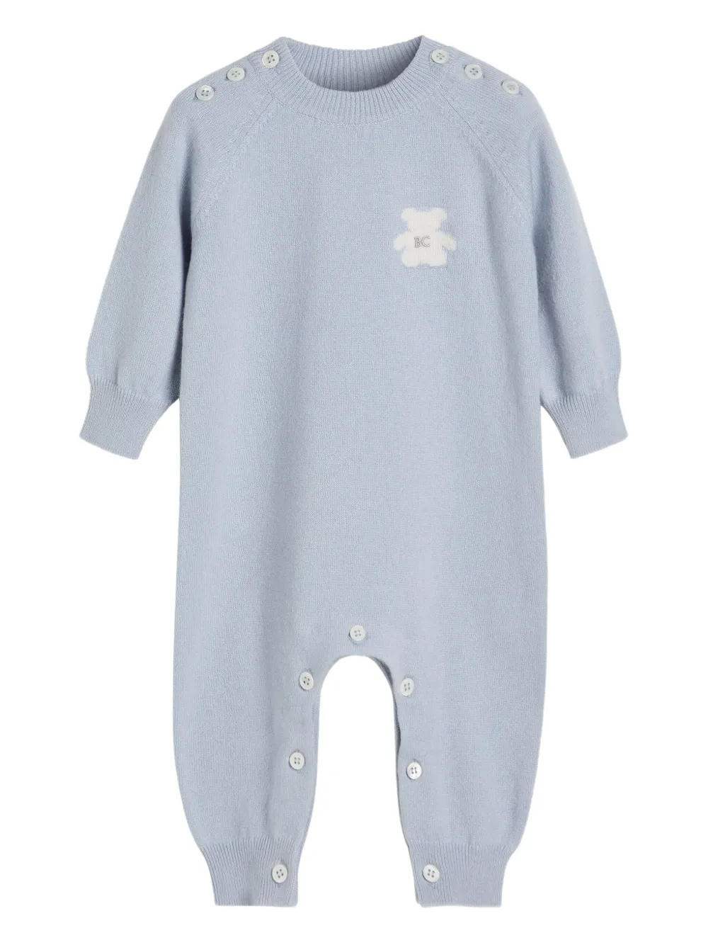 Brunello Cucinelli Kids テディアップリケ カシミア カバーオール - ブルー Brunello Cucinelli Kids テディアップリケ カシミア カバーオール - ブルー