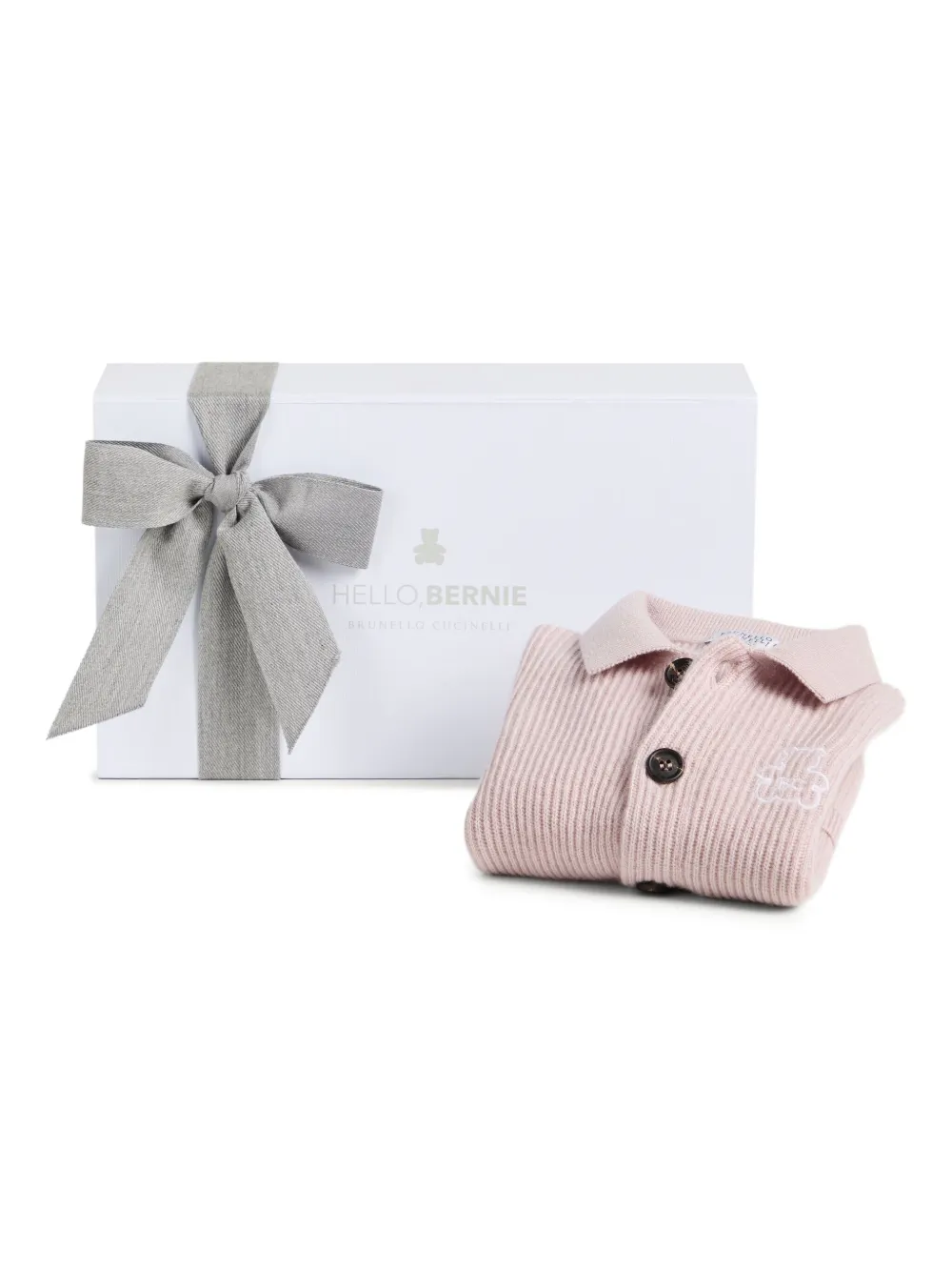 Brunello Cucinelli Kids Ribgebreid vest met geborduurde beer Roze