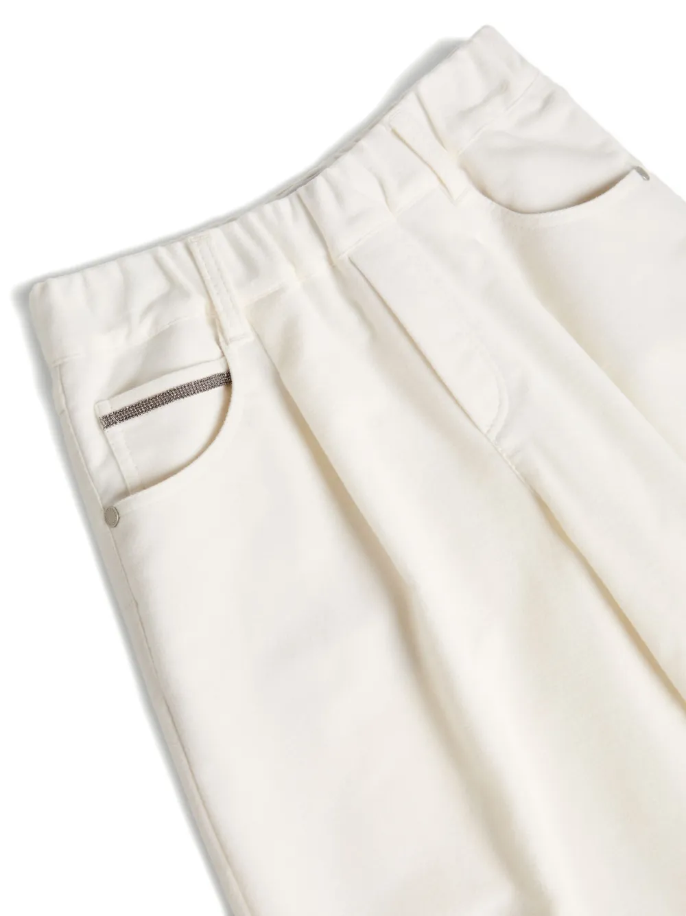 Brunello Cucinelli Kids Broek met geplooide zakken Wit