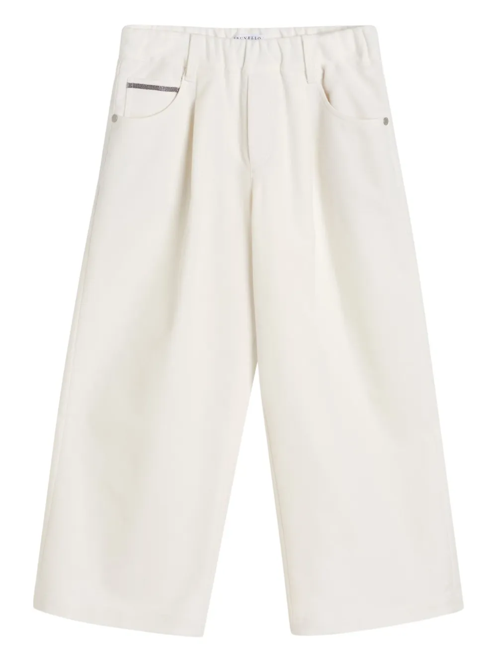 Brunello Cucinelli Kids Broek met geplooide zakken Wit
