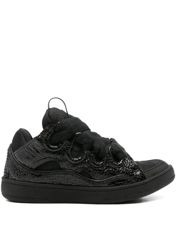 Lanvin lace-up Textured Sneakers Black FARFETCH IN