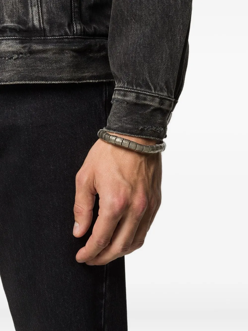 Goti Stacked-disc Leather Bracelet In Black