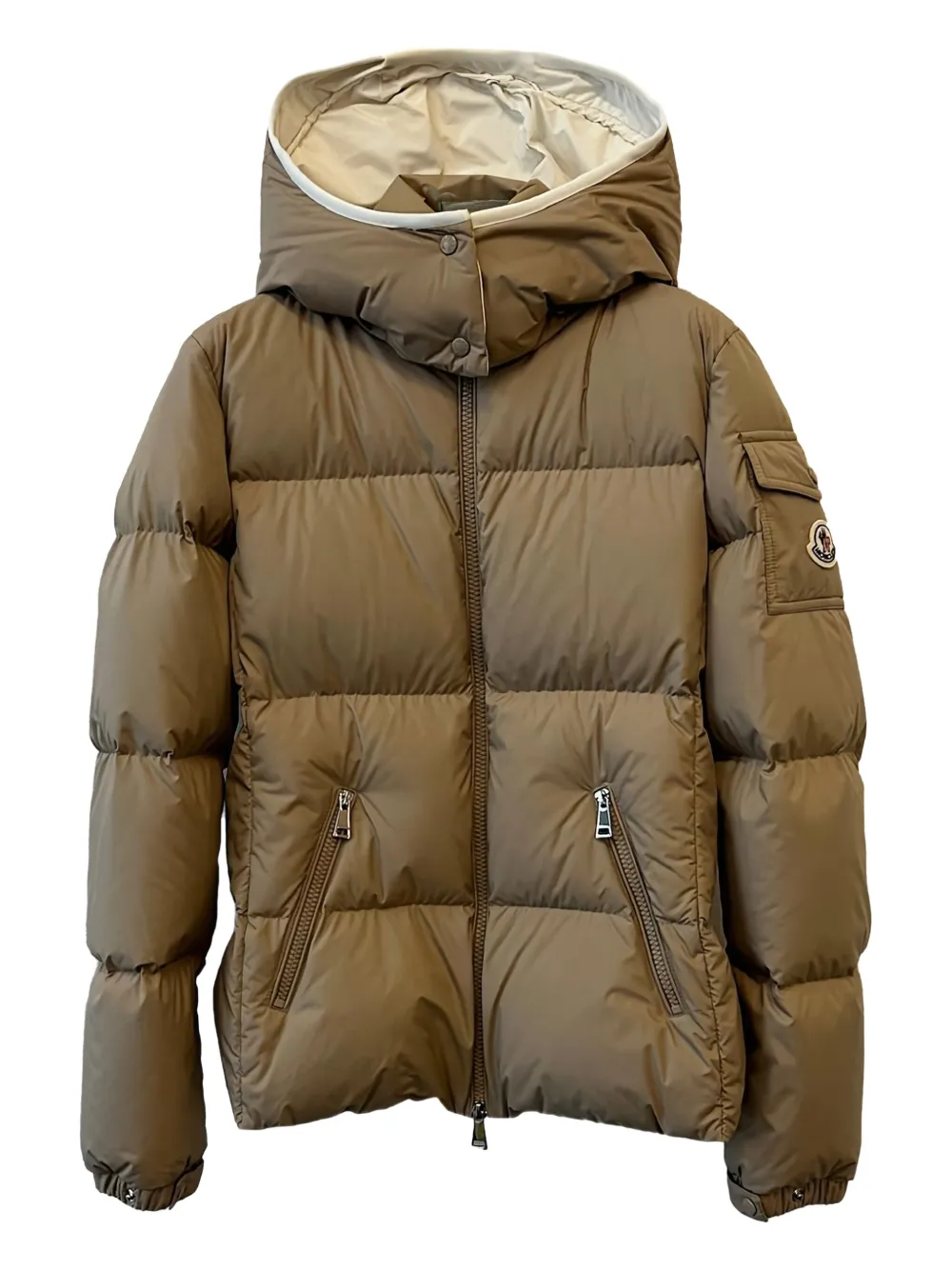 Moncler Fourmines hooded quilted jacket Beige