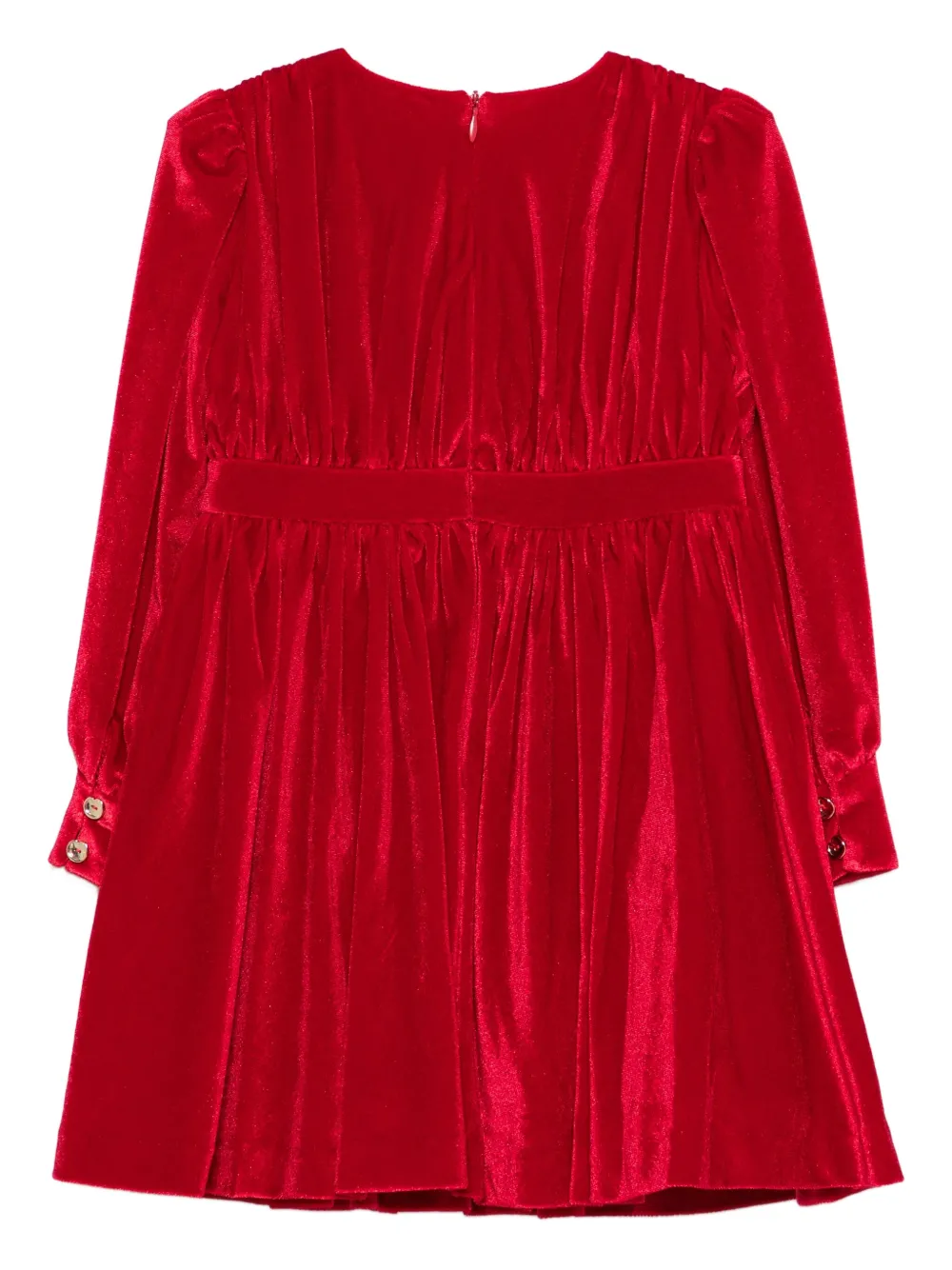  Abel & Lula Velvet Puff-sleeve Dress - Red 