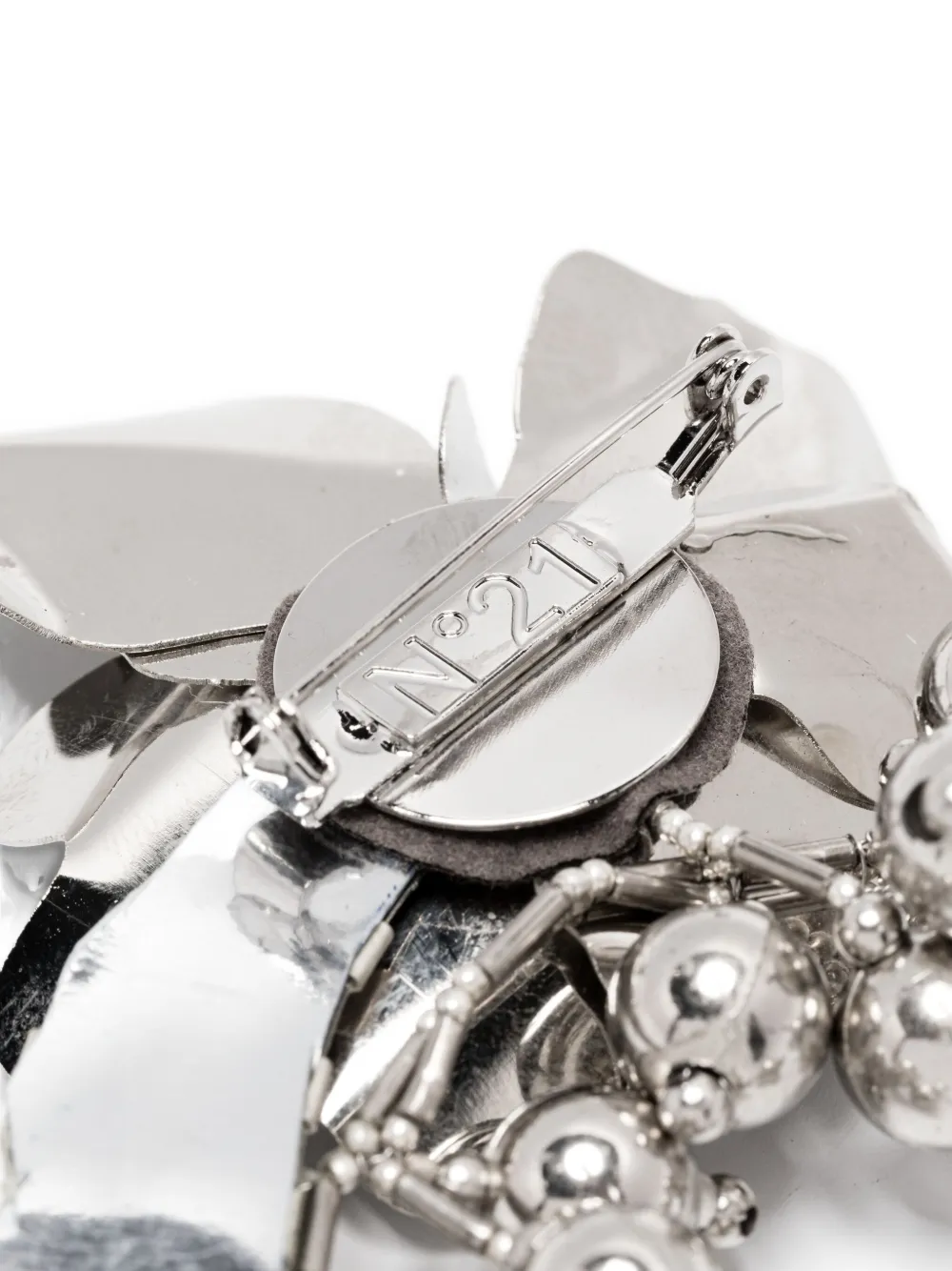 Nº21 Broche verfraaid met bloemen - Zilver