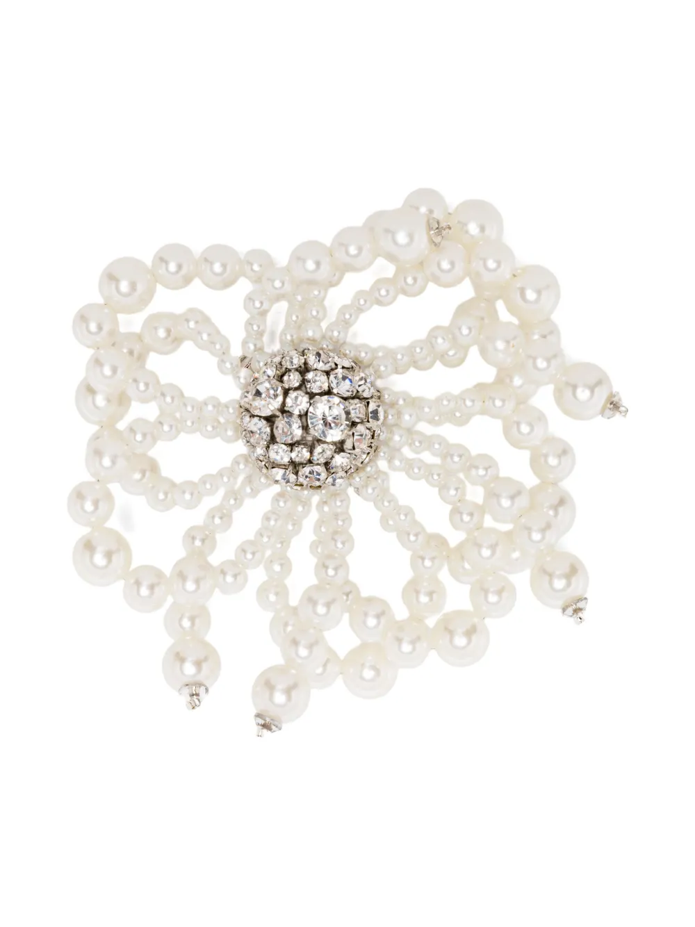 N°21 Pearl Crystal Brooch In Metallic