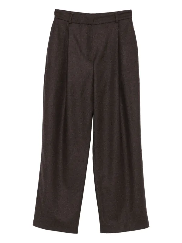 Kiton Pleated Wool Trousers in Brown