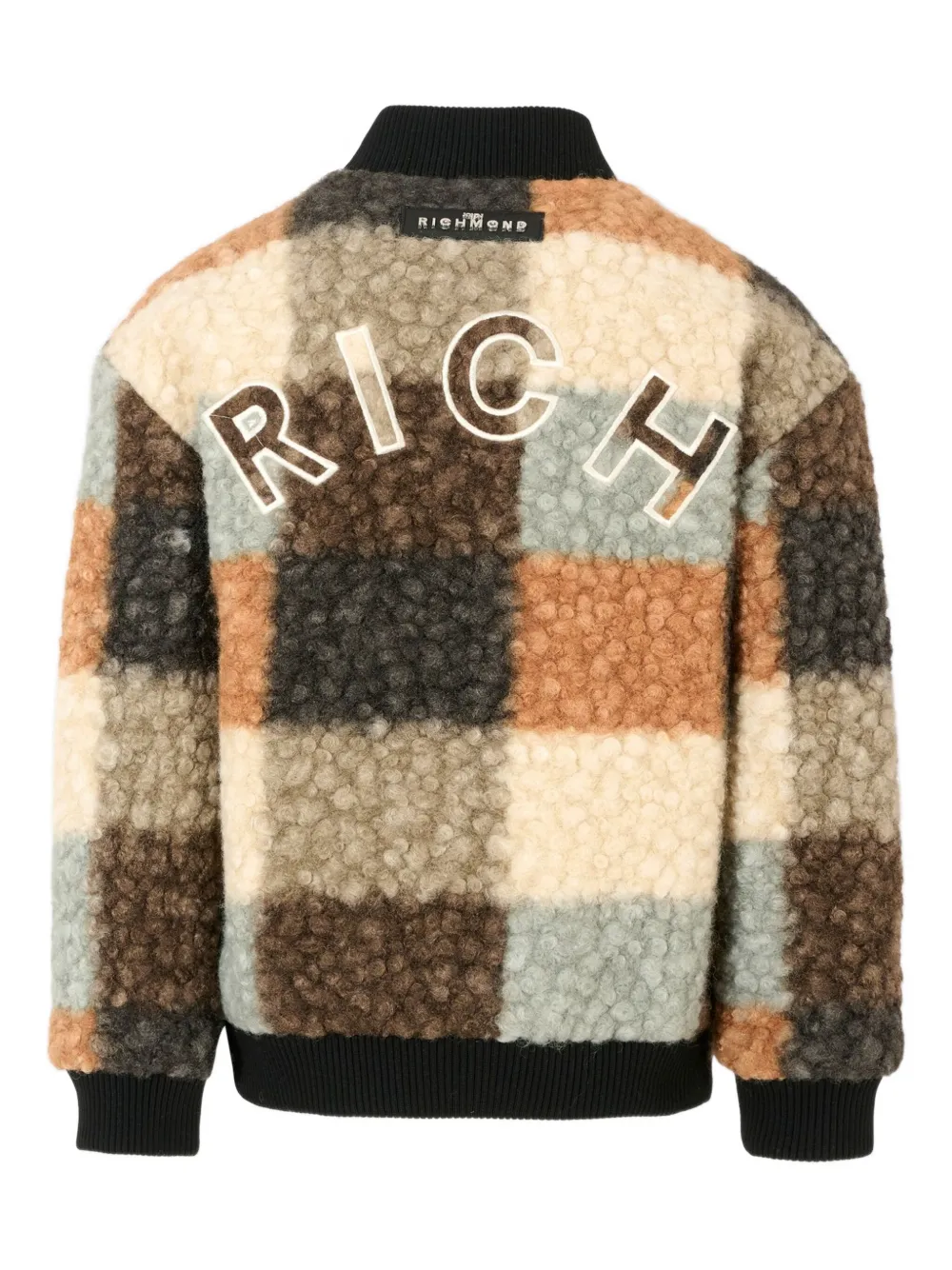 John Richmond Junior teddy check bomber jacket Veelkleurig