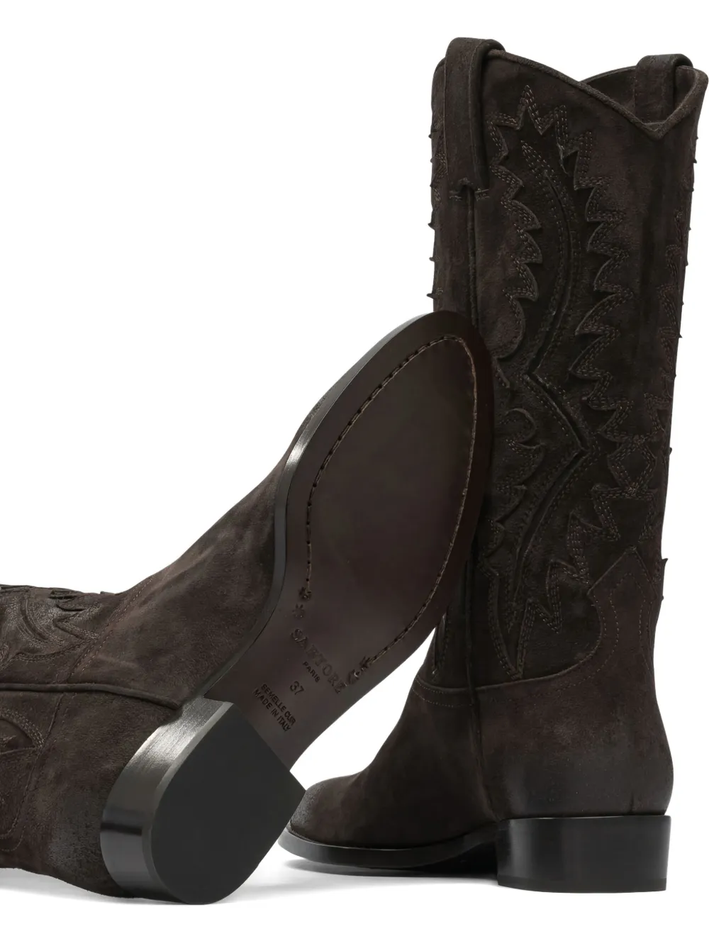 Sartore embroidered suede boots Brown