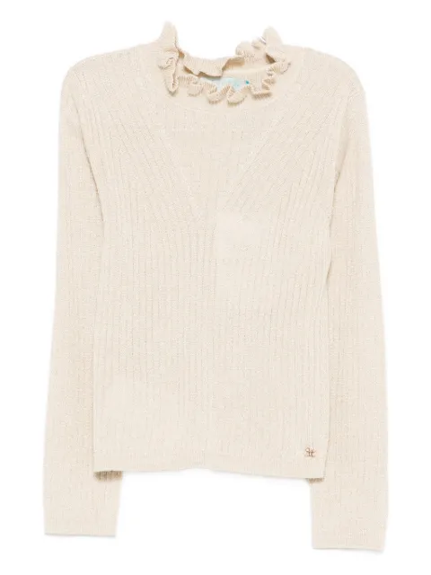 Abel & Lula ruffled ribbed jumper