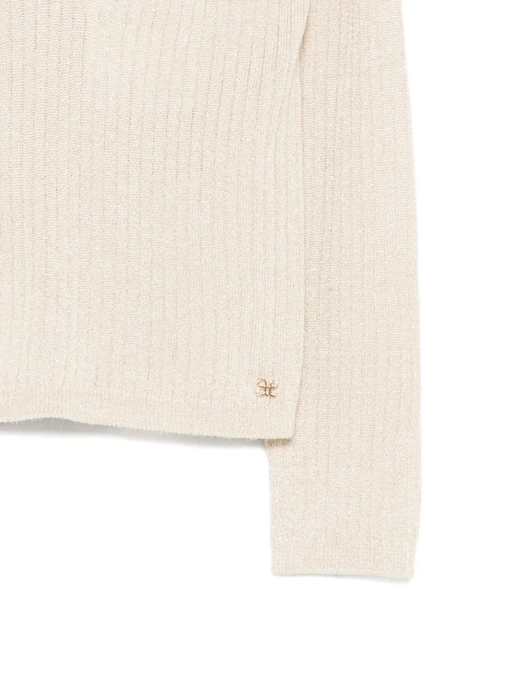 Abel & Lula Ruffled Ribbed Jumper In Neutral
