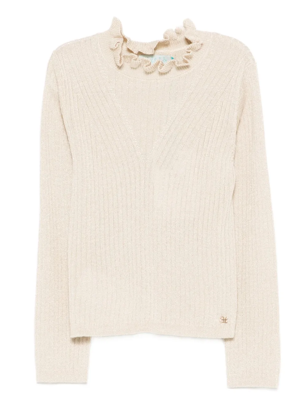Abel & Lula ruffled ribbed jumper | Neutrals | Image 1