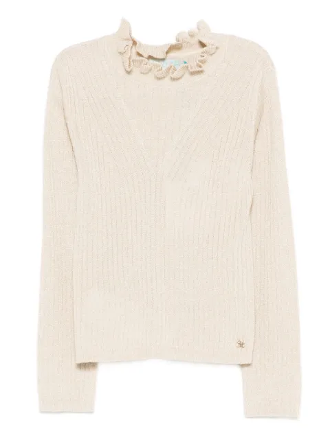 Abel & Lula ruffled ribbed jumper
